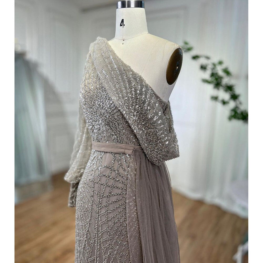 Serene Hill Mermaid Caramel One Shoulder Beaded Evening Gown - Luxury Wedding & Party Dress for Women 2025 | Perfect for Bridal Showers, Galas & Formal Events LA72128