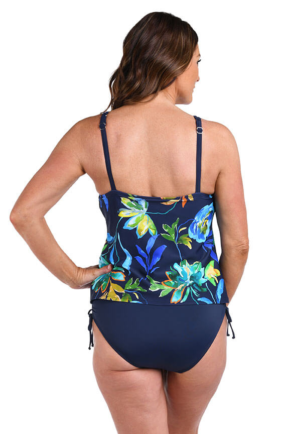 Indigo Vineyard High Neck Tankini Top for Women - Stylish Swimwear for Beach, Pool & Vacation | Trendy Two-Piece Bikini Set