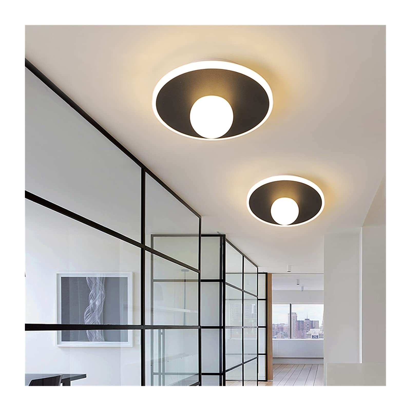 Modern Nordic Black Round LED Chandelier - Energy Efficient Ceiling Light for Bedroom, Hallway, Cloakroom & Balcony | Dimmable Crystal Lighting Fixture for Home Decor & Interior Design