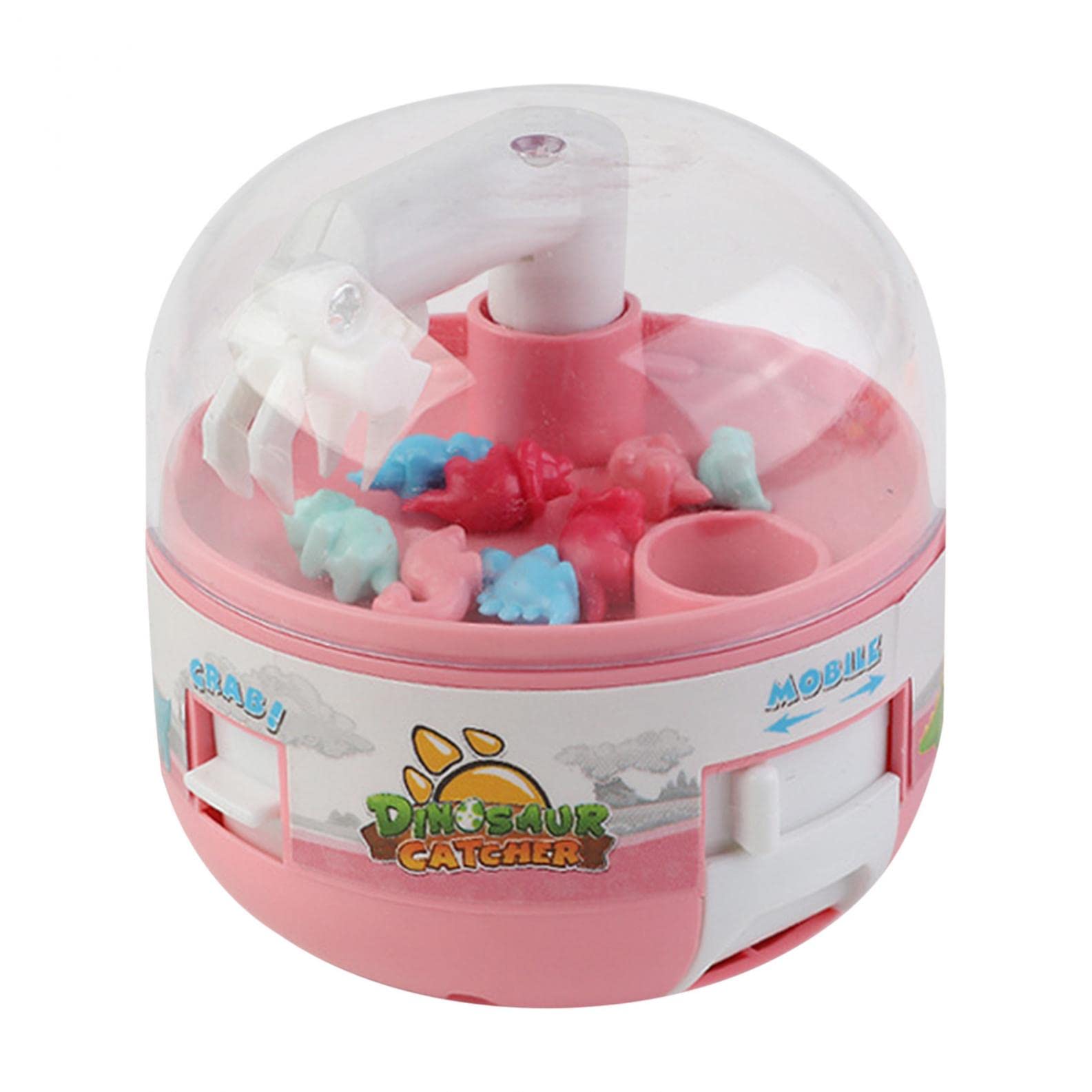 Mini Dinosaur Claw Machine Toy - Fun Arcade Game with Dinosaur Prizes for Kids Ages 3+ | Pink Portable Claw Grabber for Birthday Gifts, Party Favors & Indoor Playtime
