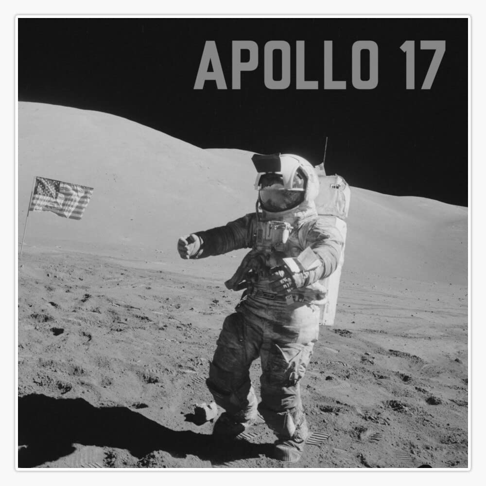 Apollo 17 Space Mission Vinyl Bumper Sticker Decal - 5 Inch NASA Car Sticker for Space Enthusiasts, Perfect for Cars, Laptops & Water Bottles