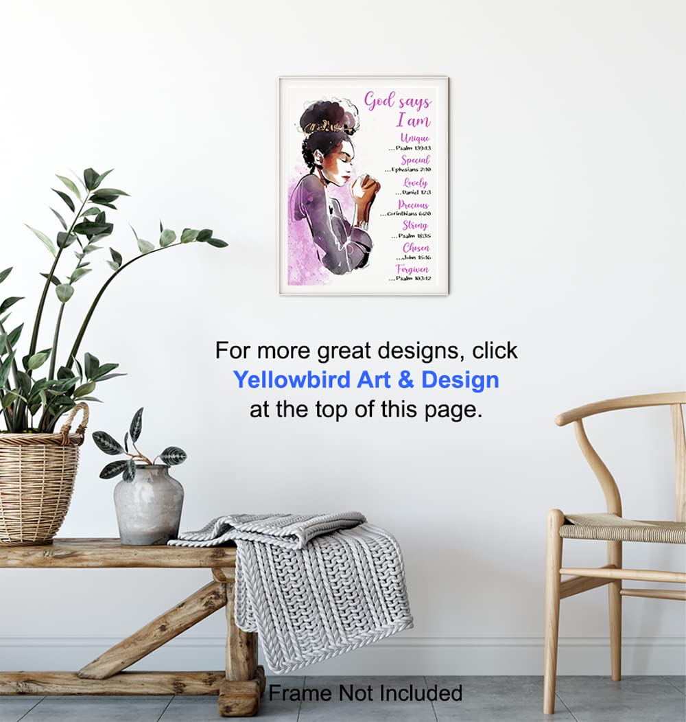 Inspirational African American Women Bible Verse Wall Art - Motivational Christian Decor Poster for Black Girls & Teens - Religious Scripture Encouragement Gift for Bedroom, Living Room, Dorm, Office