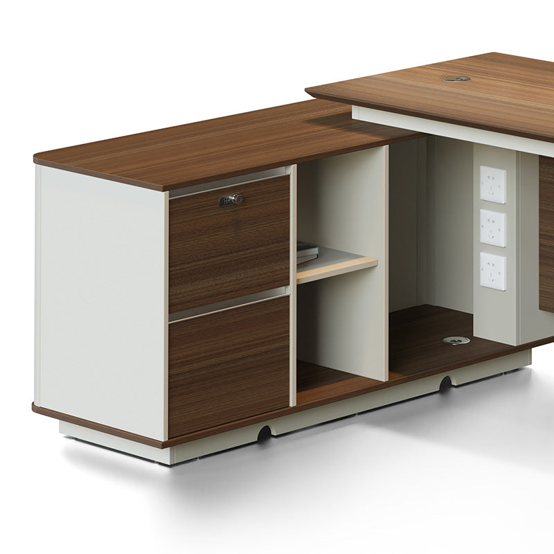 ANDERSON Executive Desk 1.6M Reversible - Hazelnut & Beige Home Office Desk for Professionals | Modern Workstation for Home Office, Study & Business Use