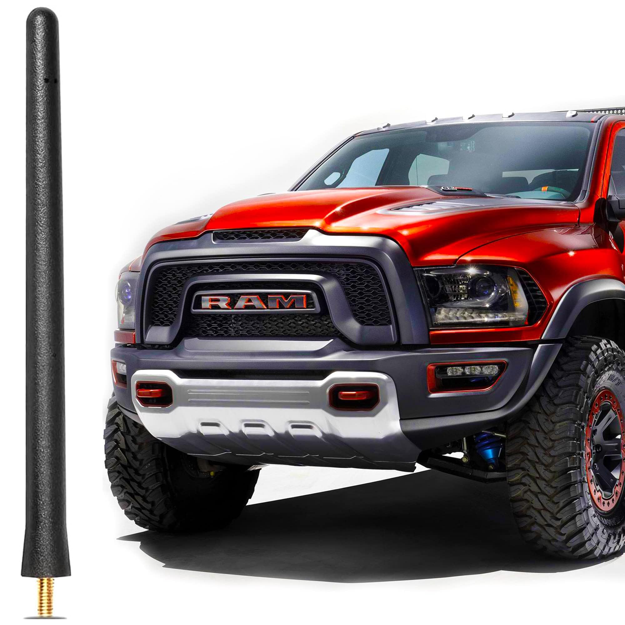 KSaAuto 6 3/4 Inch Short Antenna Replacement for Dodge Ram 1500 2500 3500 2009-2025 & Ram Classic Warlock - Car Wash Proof Truck Antenna for Enhanced FM AM Radio Reception - Perfect for Off-Roading, Daily Commuting and Car Wash Safety