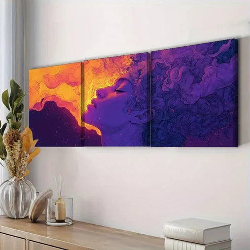 3-Piece Purple Abstract Wall Art Set - Framed Canvas 60x90cm | High Quality Print | Ready to Hang | Modern Home & Office Decor | Australian Made