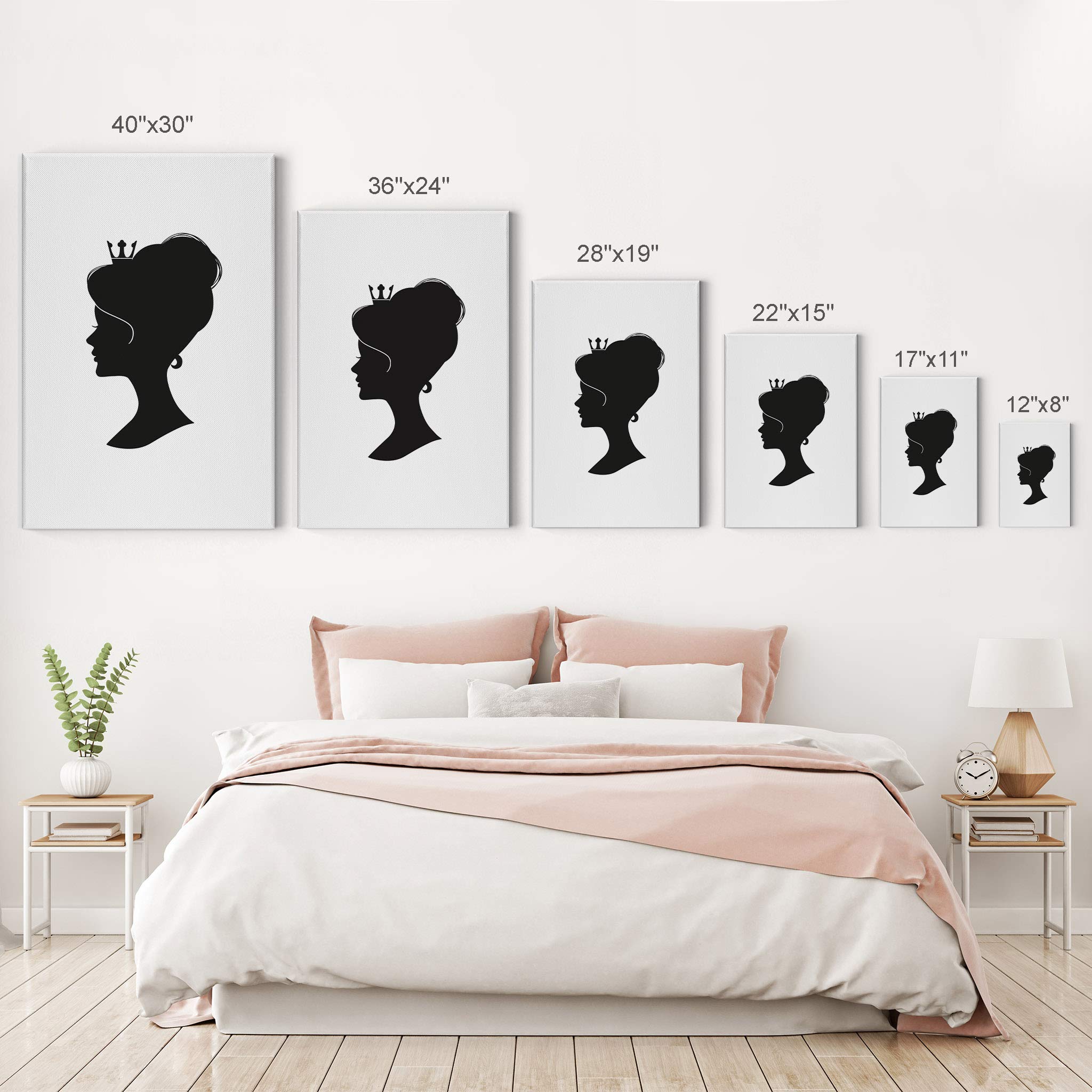 Smile Art Design Cinderella Inspirational Quote Black & White 2-Piece Canvas Wall Art Set - Glam Fashion Prints for Girls Room, Women's Dorm & Living Room Decor (28x19 Inches) | Perfect for Bedroom, Nursery & Home Office Wall Decor