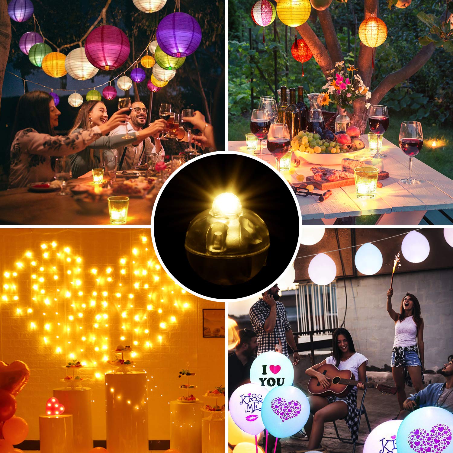 100pcs Mini Round Flash LED Ball Lights - Warm White Party Wedding Decoration, Birthday & Festival Decorative Lighting for Indoor/Outdoor Events, Home Decor, Garden & Backyard Celebrations