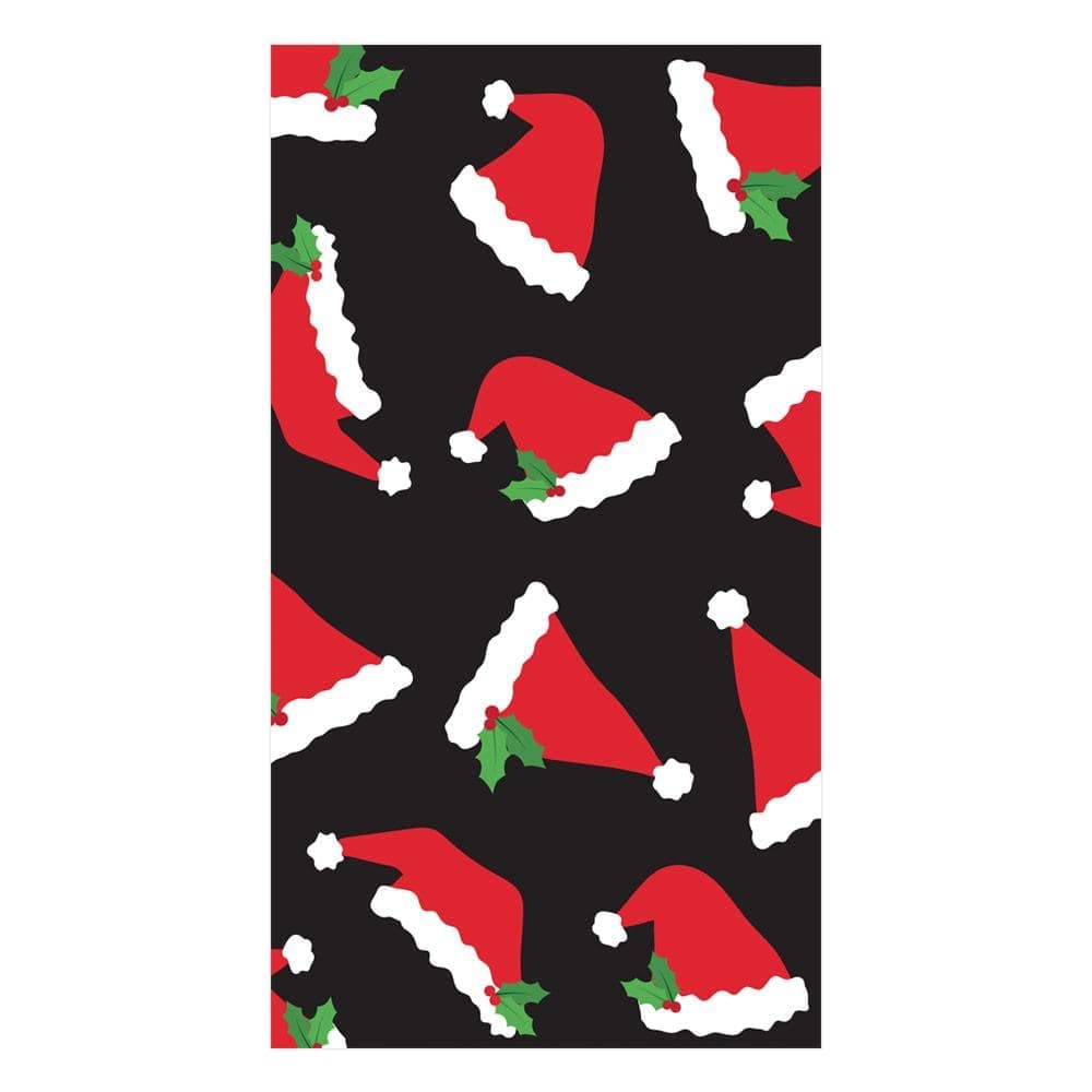 Caspari Santa Hat Toss Paper Guest Towel Napkins in Black - 2 Packs of 15 | Holiday Party Dinner Table Decorations & Christmas Entertaining Essentials