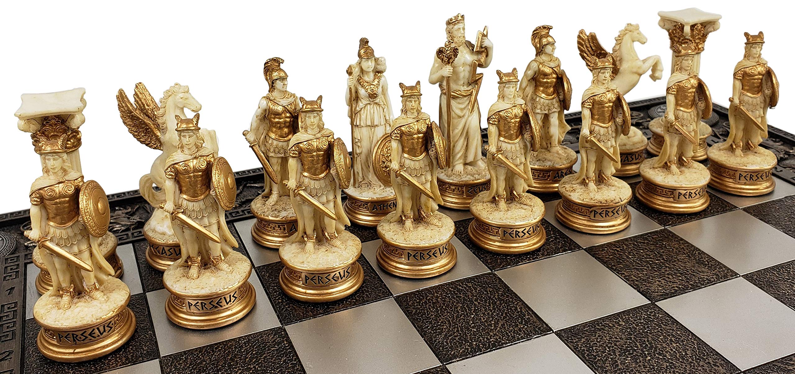 Greek Mythology Chess Set - Zeus vs Poseidon with 17