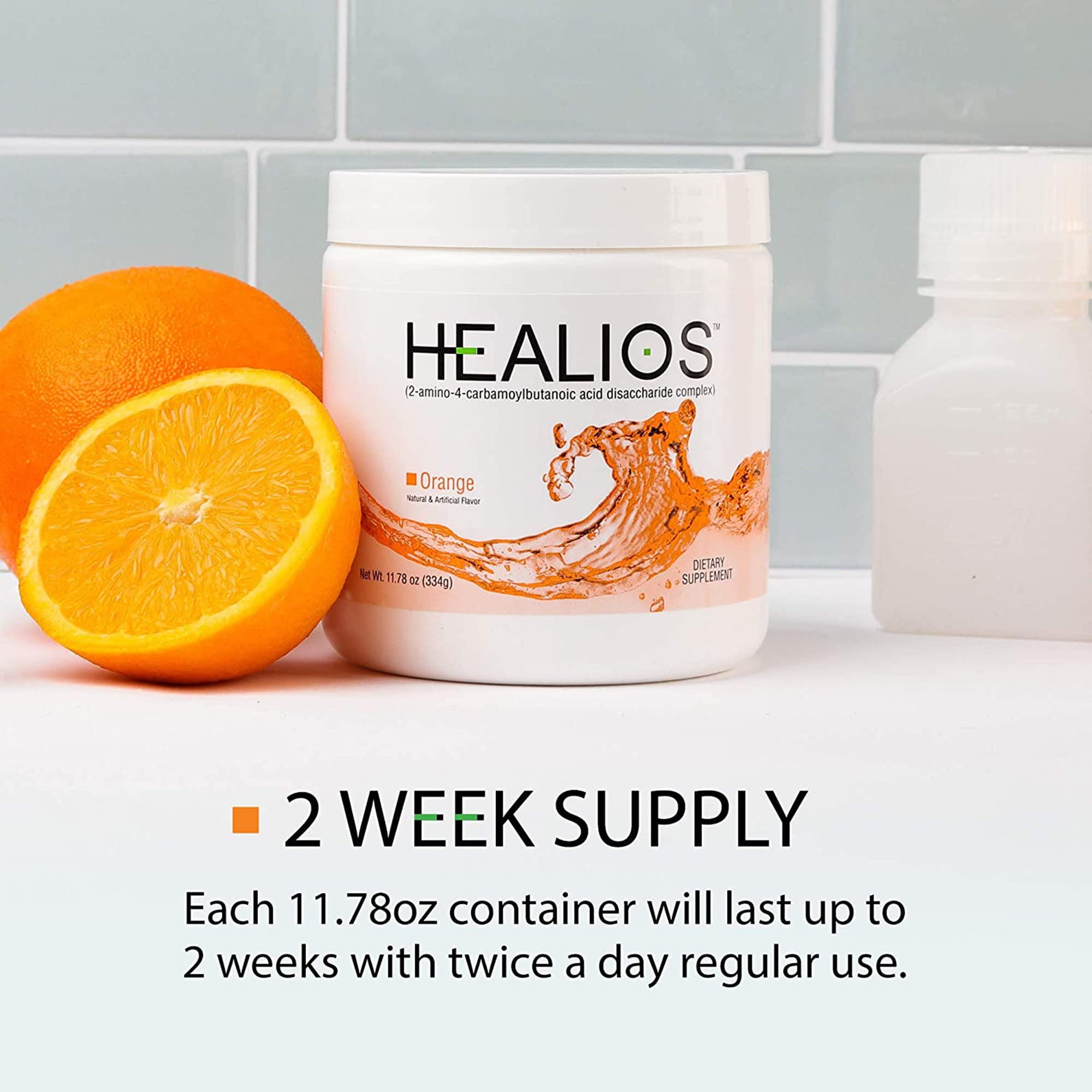 HEALIOS Orange Flavor Oral Health & Dietary Supplement Powder - 11.64oz | Naturally Sourced L-Glutamine, Trehalose & L-Arginine | Supports Immune System & Gut Health - Perfect for Daily Wellness & Active Lifestyles