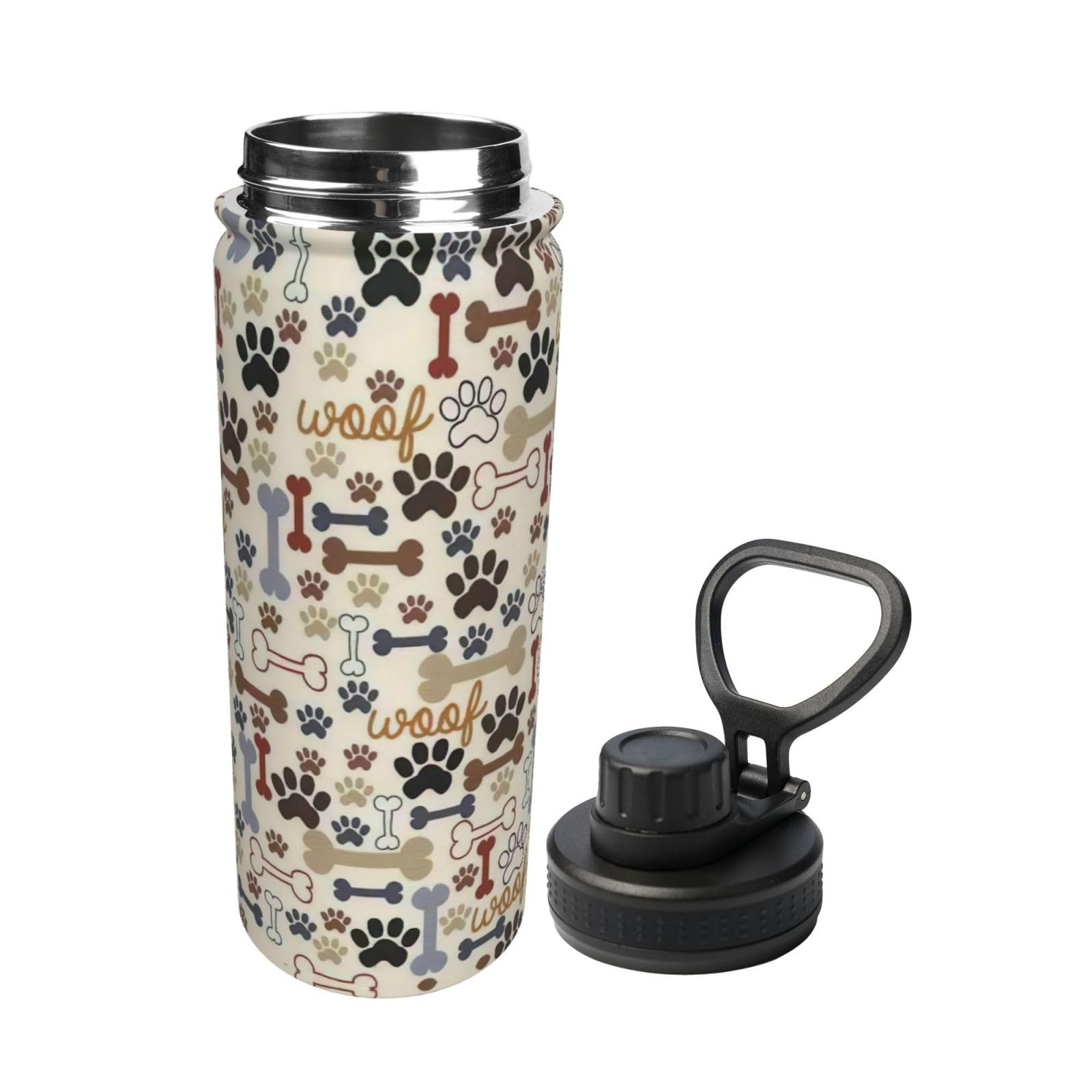 HJLUUFT Stainless Steel 304 Double-Layer Insulated Dog Paw Water Bottle - 510ml Leak-Proof Thermos for Outdoor Sports, Hiking, Camping & Travel with Pets