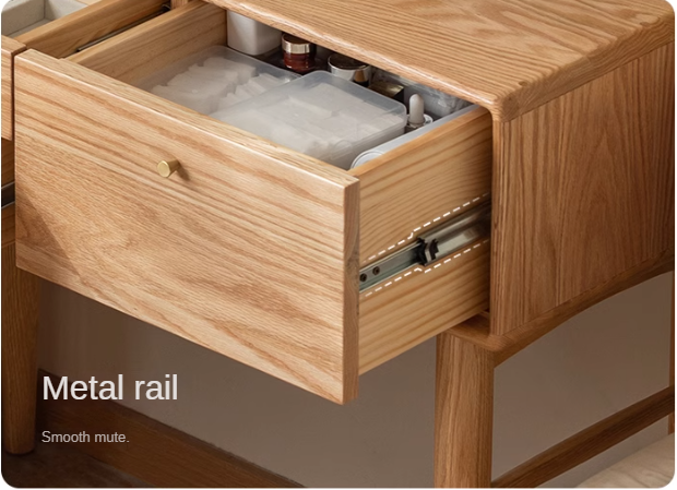 Solid Oak & Ash Wood Dressing Table with LED Lighted Makeup Mirror - Perfect for Bedroom Vanity, Makeup Application & Home Decor