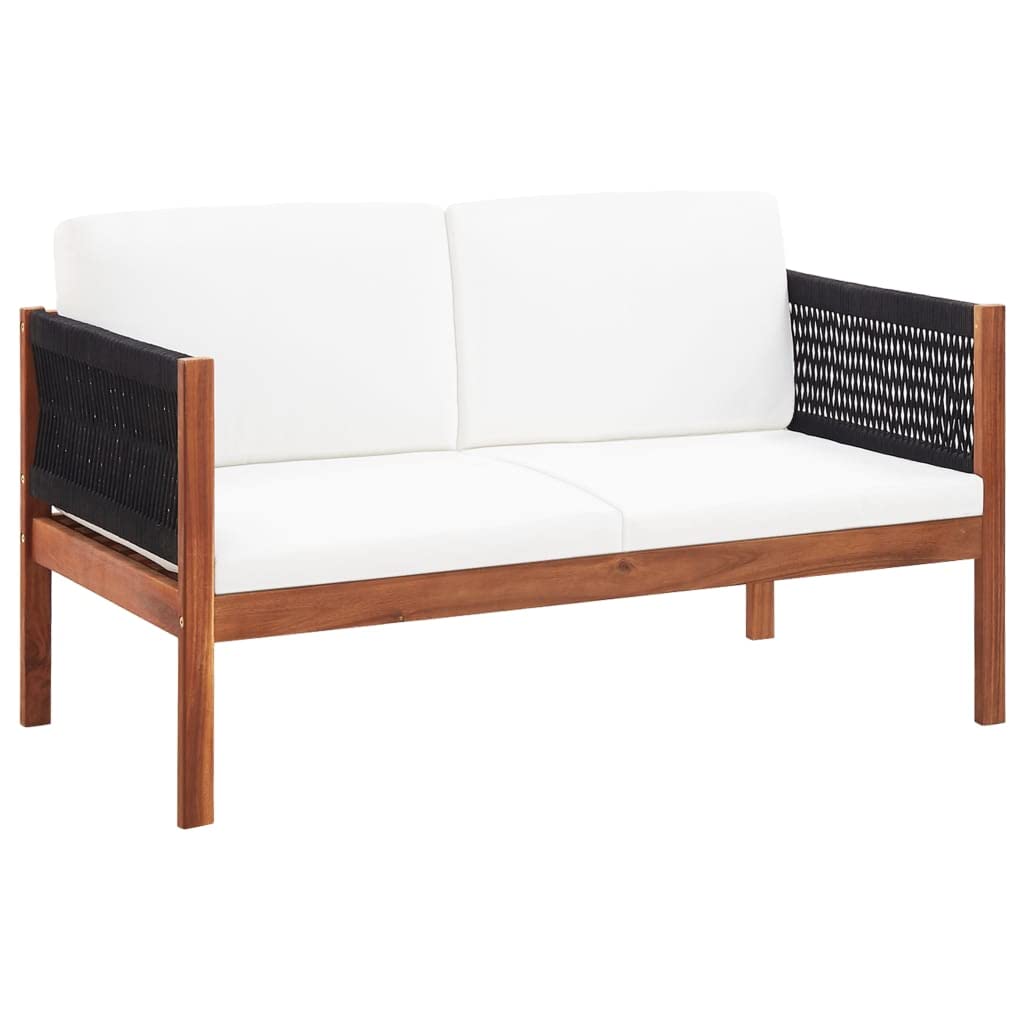 Outdoor Patio Sofa Set - 2-Seater Acacia Wood Sectional Couch with Deep Seat & Polyester Cover for Garden, Lawn, Backyard | Perfect for Relaxing, Entertaining & Outdoor Lounging