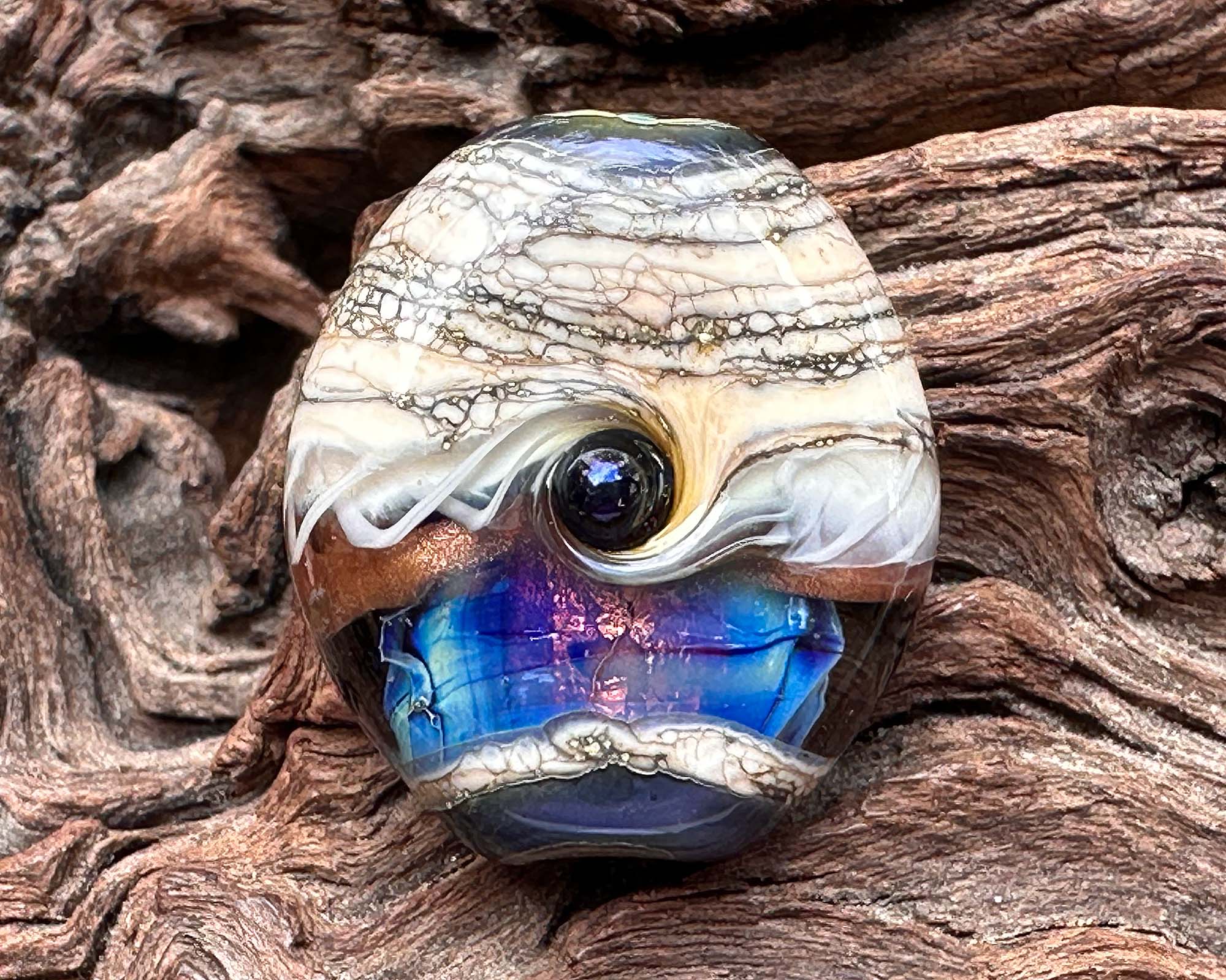 Blue Pearl Organic Lampwork Focal Bead SRA - Handmade Glass Bead for Jewelry Making, DIY Crafts & Beading Projects