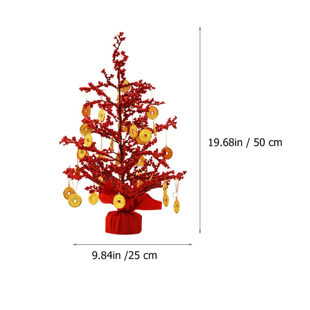 PRETYZOOM Chinese New Year Money Tree Decoration - Lucky Fortune Tree with Coins for Good Luck, Spring Festival Ornament, Plastic Home Decor for Holiday Celebrations & Office Feng Shui