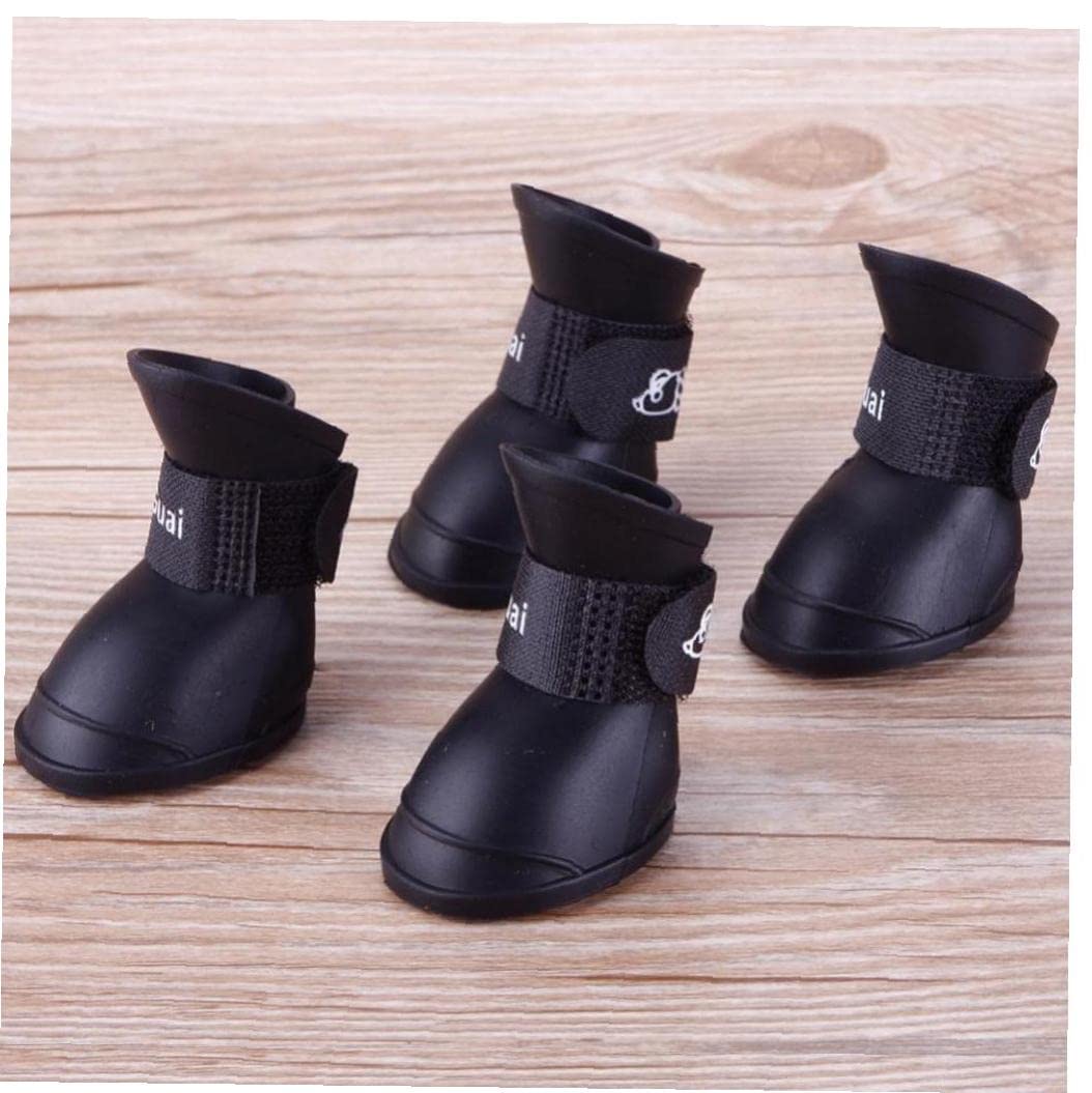 4 Pairs Waterproof Dog Boots Anti-Slip Pet Shoes for Small & Medium Dogs - Paw Protection for Winter Snow, Rain & Outdoor Adventures (Ideal for Hiking, Walking & Cold Weather)