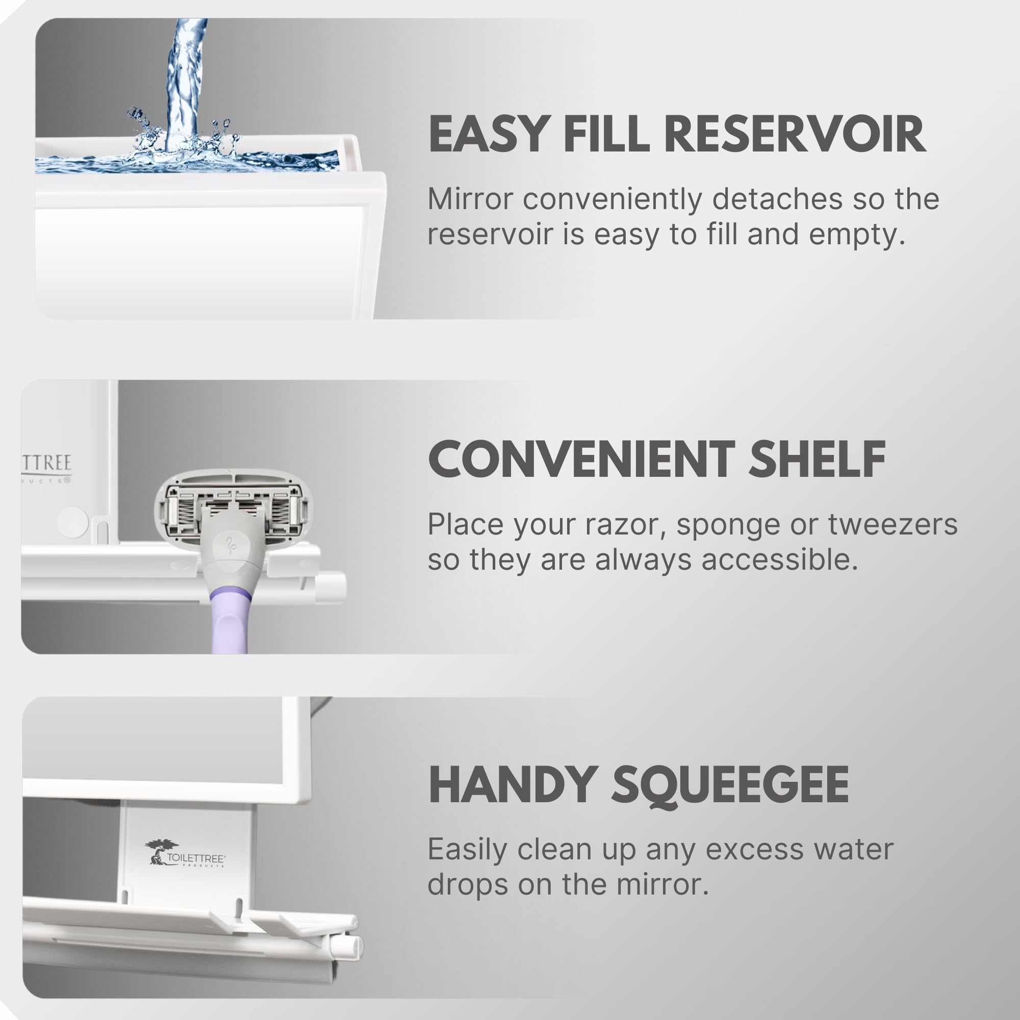 Fogless Shower Mirror for Shaving & Makeup - Adjustable Anti-Fog Bathroom Mirror with Squeegee - Perfect for Steam-Free Grooming and Skincare Routine