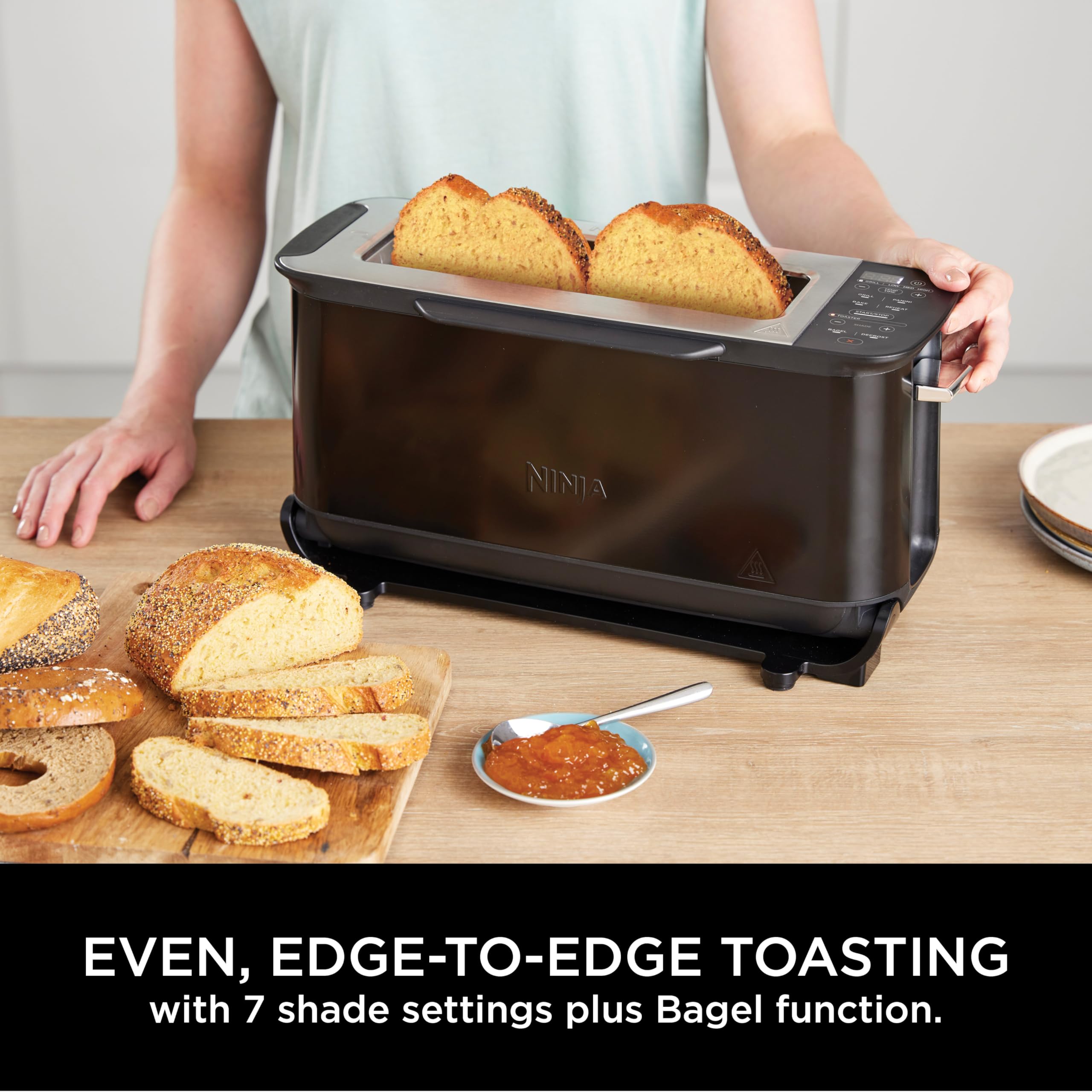 Ninja Foodi 3-in-1 Toaster, Grill & Panini Press - 7 Cooking Functions with Flip Design, 7 Toast Shades | Includes Panini Press, Bake Tray & Crumb Tray | Perfect for Breakfast, Sandwiches & Grilling at Home | Black ST200UK