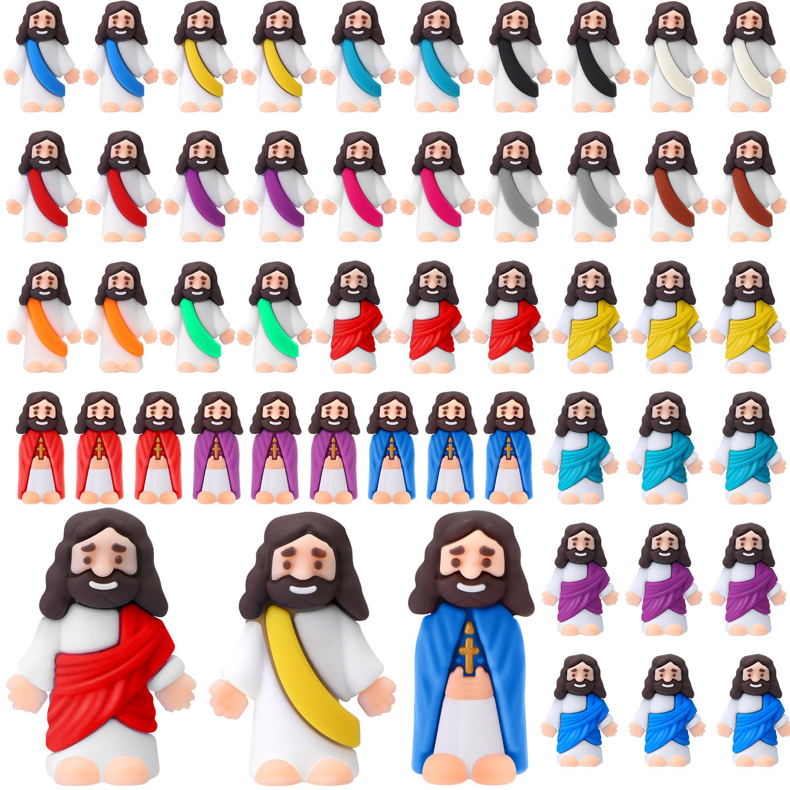 Bememo 50 Pcs Easter Jesus Figurines - Religious Gifts for Church & Sunday School