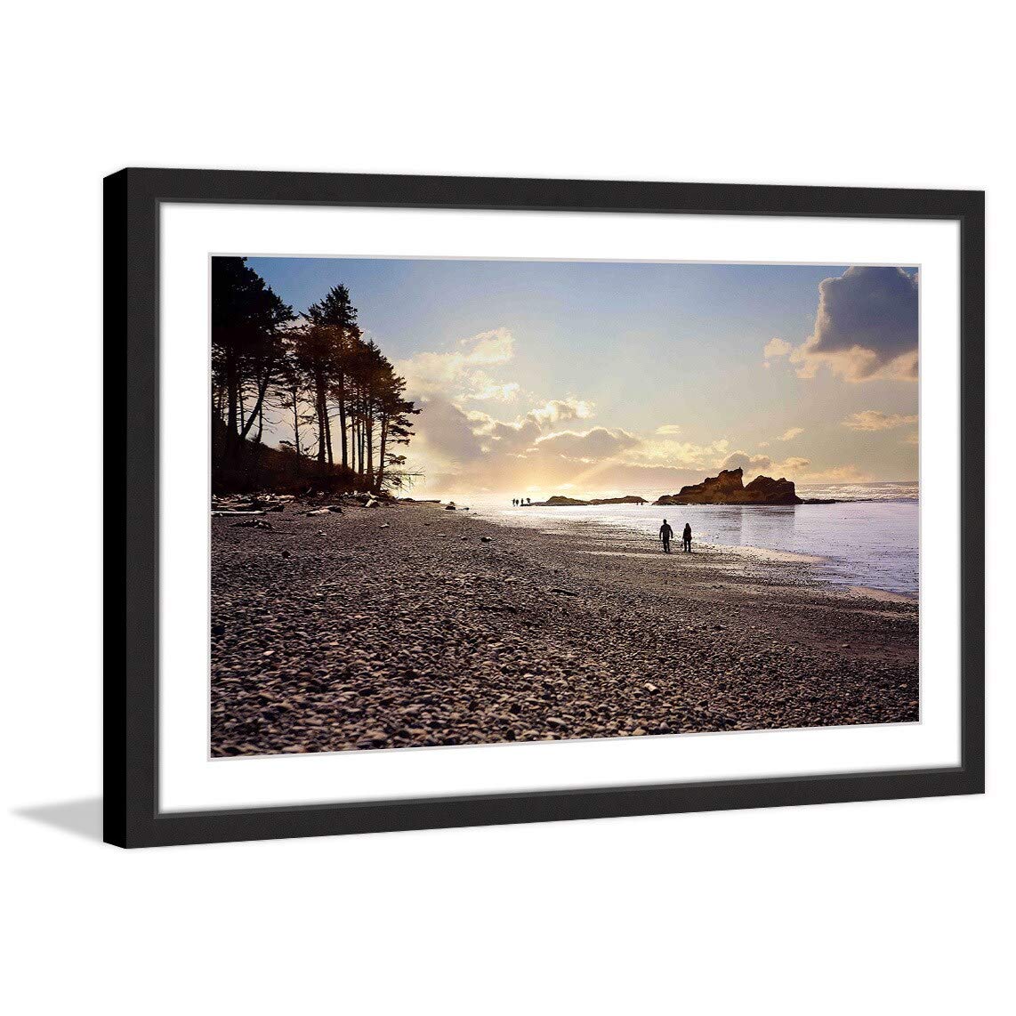 Handmade Sunset Beach Walk Framed Print 24x16 - Marmont Hill Wall Art for Living Room, Bedroom & Office Decor