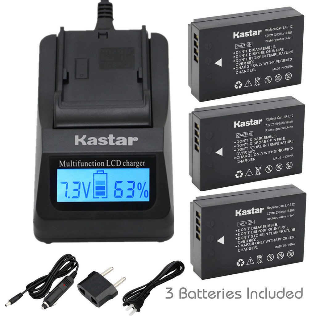 Kastar Ultra Fast USB Charger Kit with 3 LP-E12 Batteries for Canon EOS M, Rebel SL1, 100D | 3X Faster Charging | Portable Power Solution for Travel & Photography