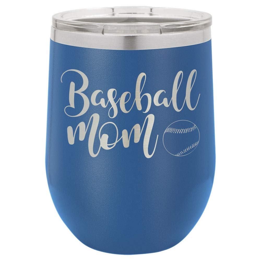 12 oz Insulated Wine Tumbler with Lid - Laser Engraved Baseball Mom Design & Funny Quotes | Perfect Mother's Day Gift for Baseball Lovers | Great for Games, Picnics & Everyday Use | OnlyGifts.com