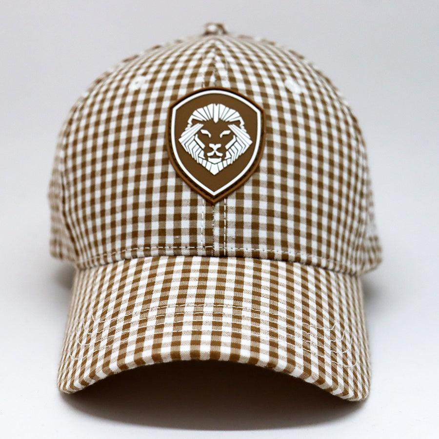 VT Shield Future Looks Bright Brown Gingham Check Snapback Hat - Stylish Unisex Baseball Cap for Men & Women - Perfect for Outdoor Sports, Street Fashion and Casual Wear