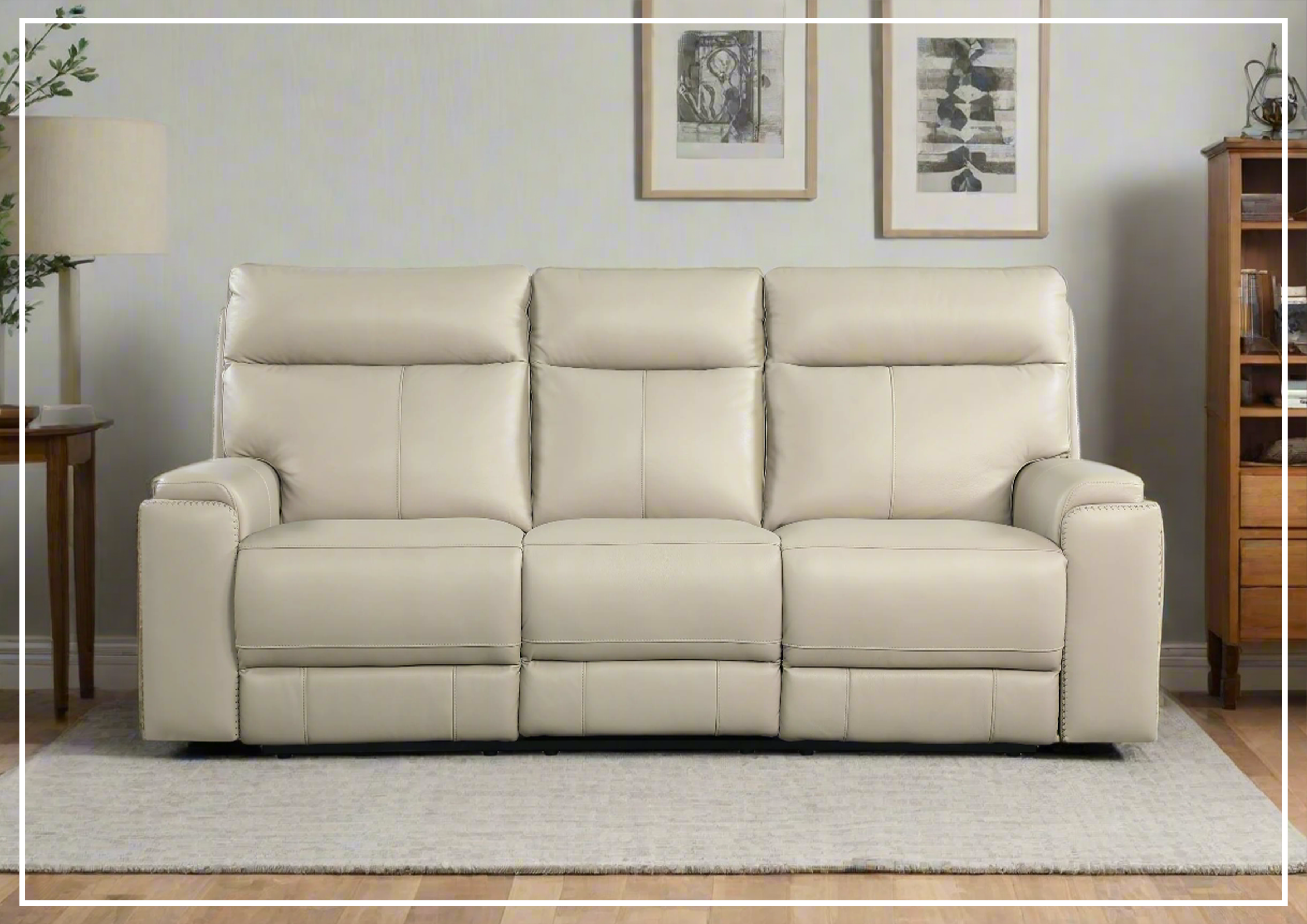 Gio Italia Bruna 3-Seater Genuine Leather Power Reclining Sofa - Modern Living Room Furniture for Home Theater & Relaxation