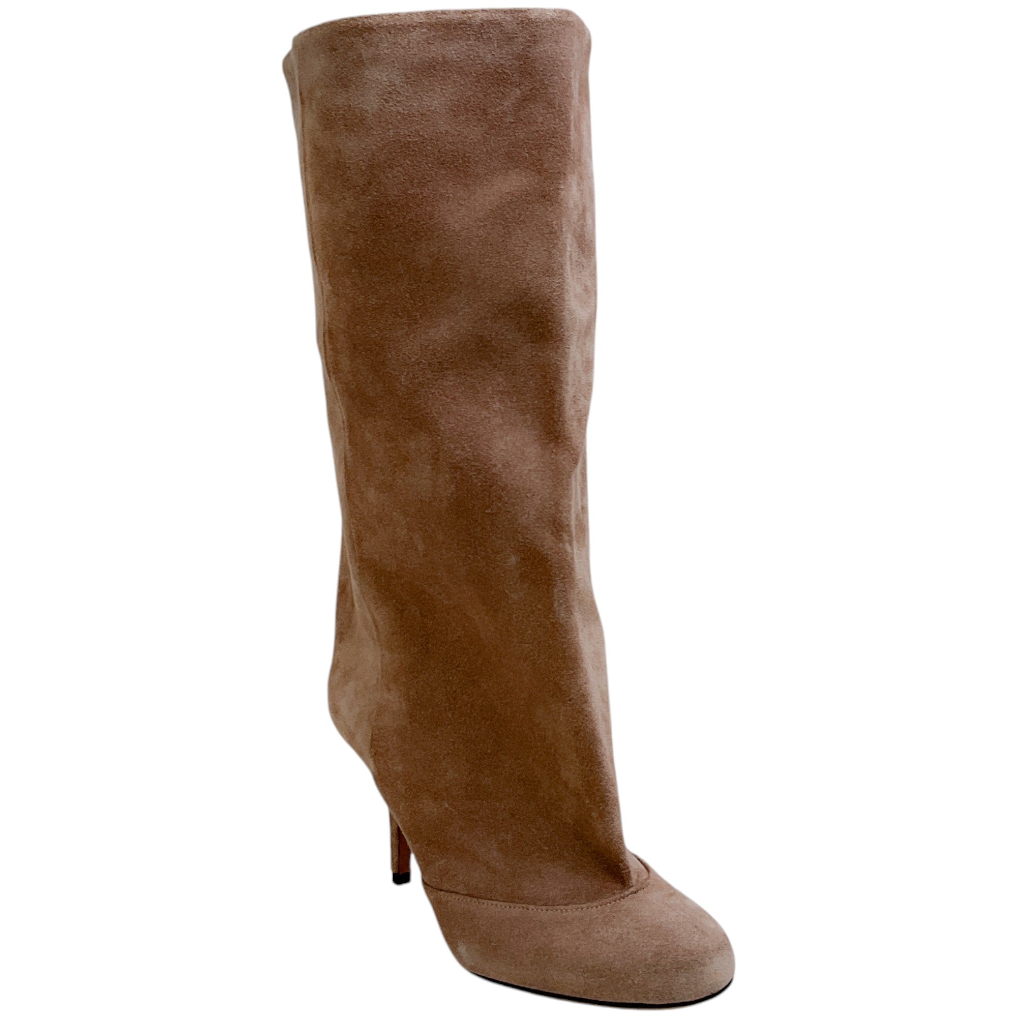 Paris Texas Taupe Suede Esther Mid Calf Slouch Boots for Women - Comfortable Fall Winter Fashion Booties for Casual Outfits & Office Wear