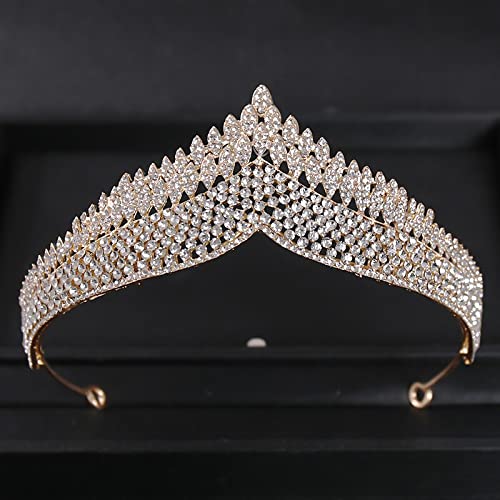 Luxury Gold Crystal Wedding Tiara for Women - Rhinestone Bridal Crown Hair Jewelry for Prom, Party & Special Occasions | Elegant Diadem for Brides & Women's Events