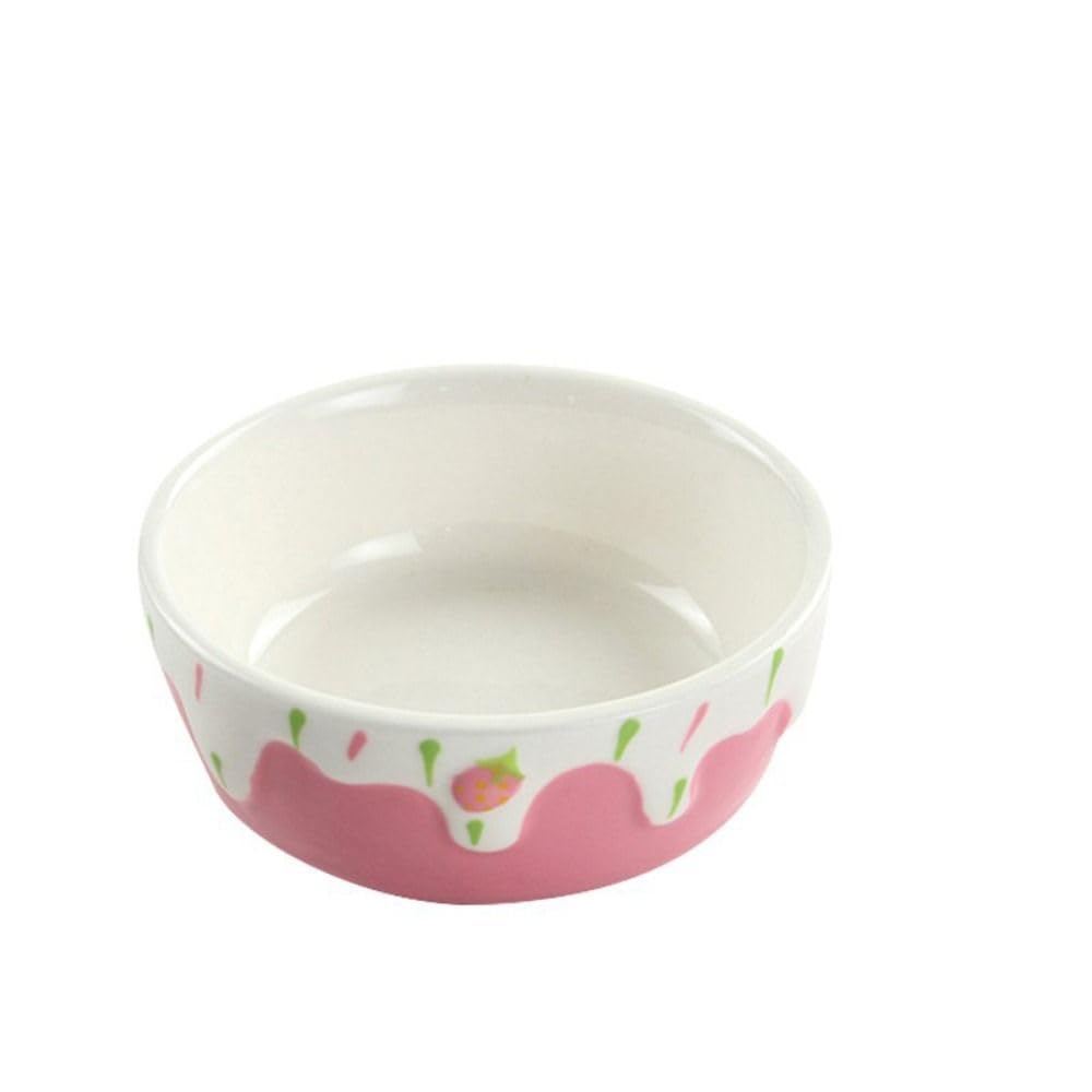 Ceramic Hamster Food and Water Bowl - Durable Pet Feeding Dish for Hamsters, Mice & Small Animals - Pink - Perfect for Cage, Habitat or Playpen Use