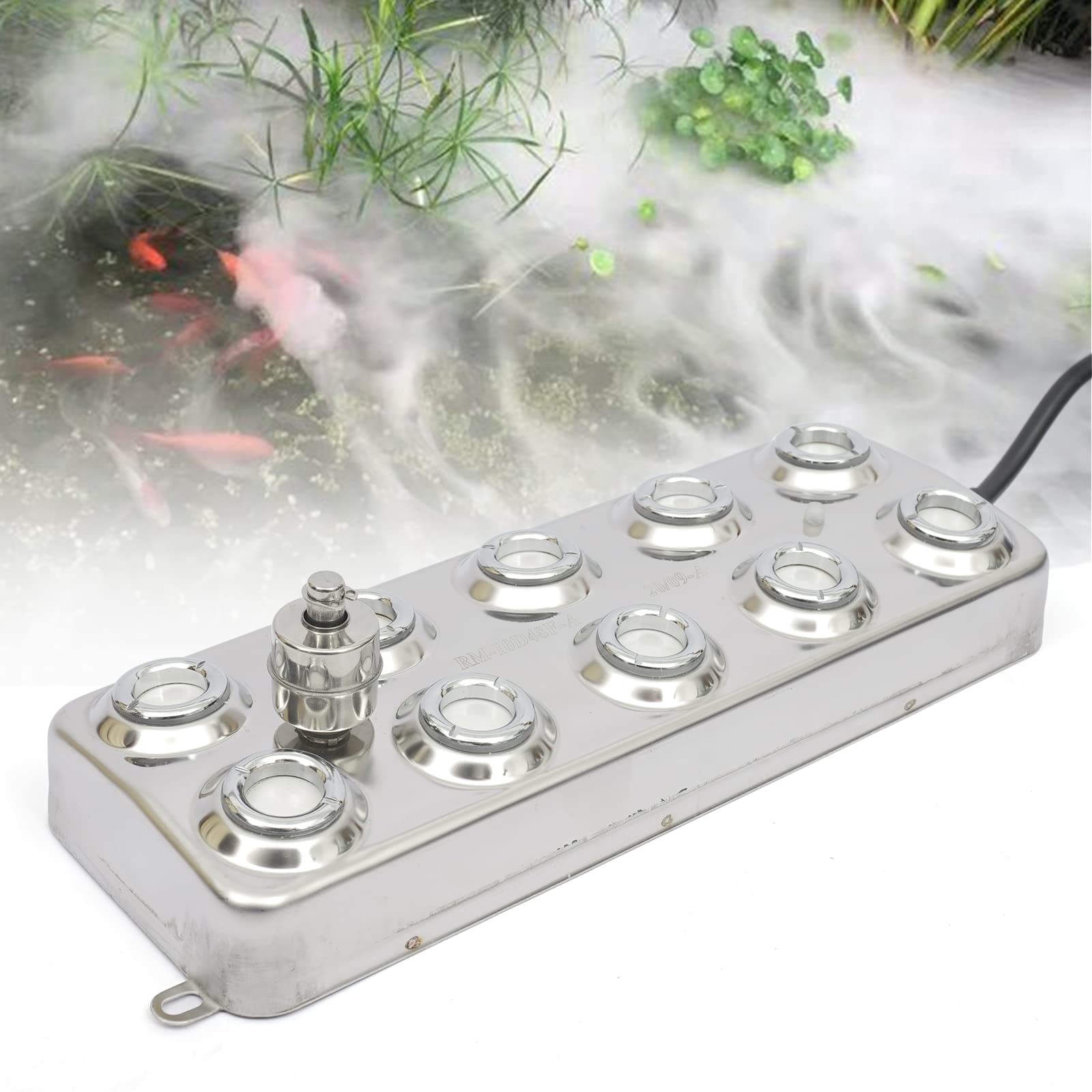 DYRABREST 10-Head Pond Fog Machine - 6KG/H Water Fogger for Fountains, Fishtanks & Rockeries - 48V 360W DC Party Mist Maker - Perfect for Outdoor Decor, Halloween Parties & Aquarium Displays