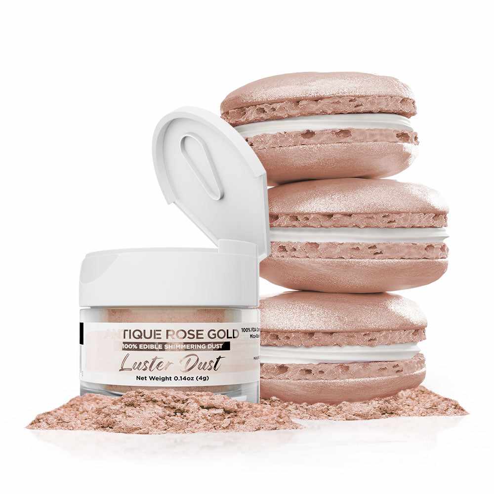Edible Antique Rose Gold Luster Dust for Cake Decorating - Food Safe Pearl Powder for Baking, Cupcakes, Cookies & Chocolate | Bakell