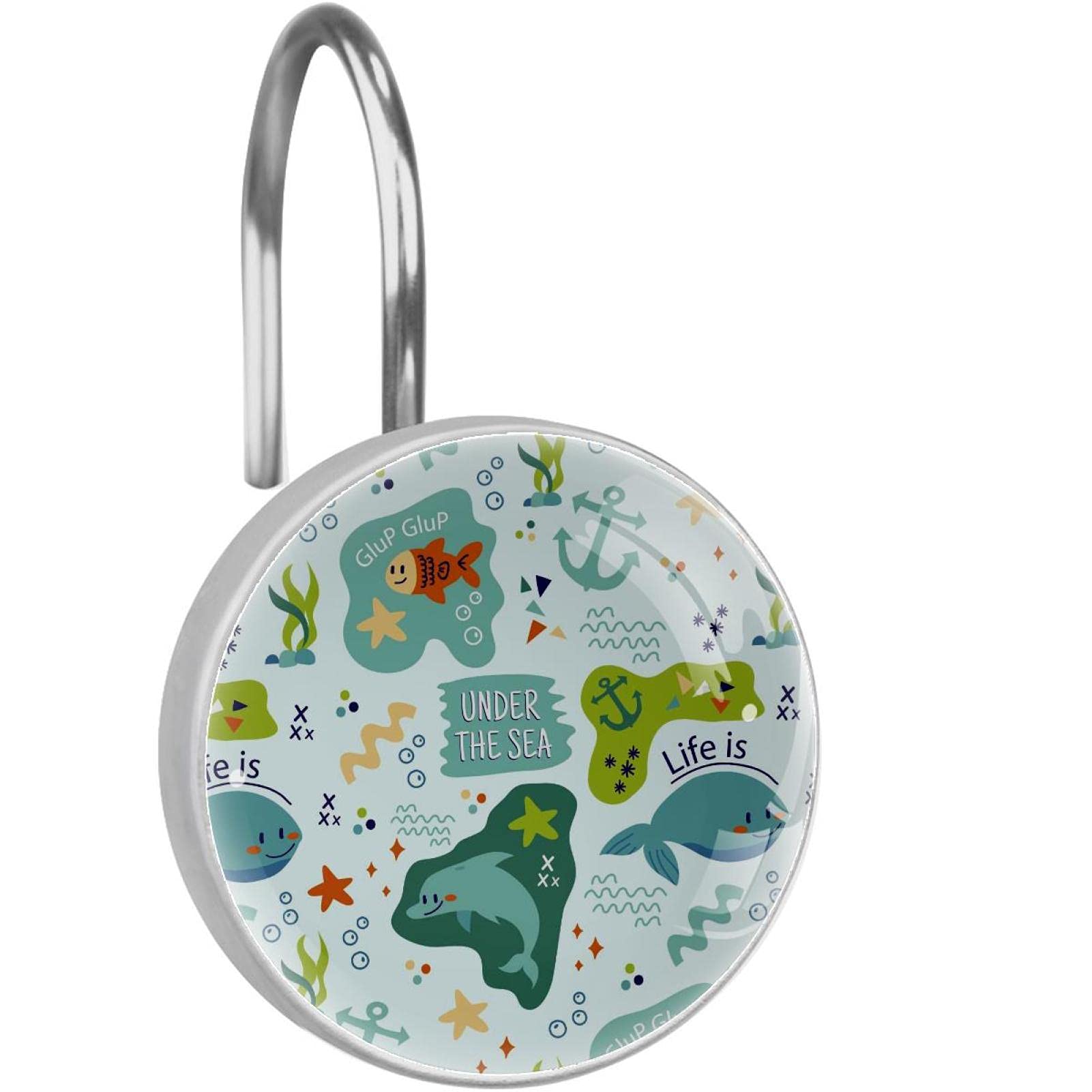 Sea Animal Shower Curtain Hooks & Rings - Ocean Theme Bathroom Accessories Set for Kids & Adults - Perfect for Beach House, Nautical Decor or Underwater Themed Bathrooms