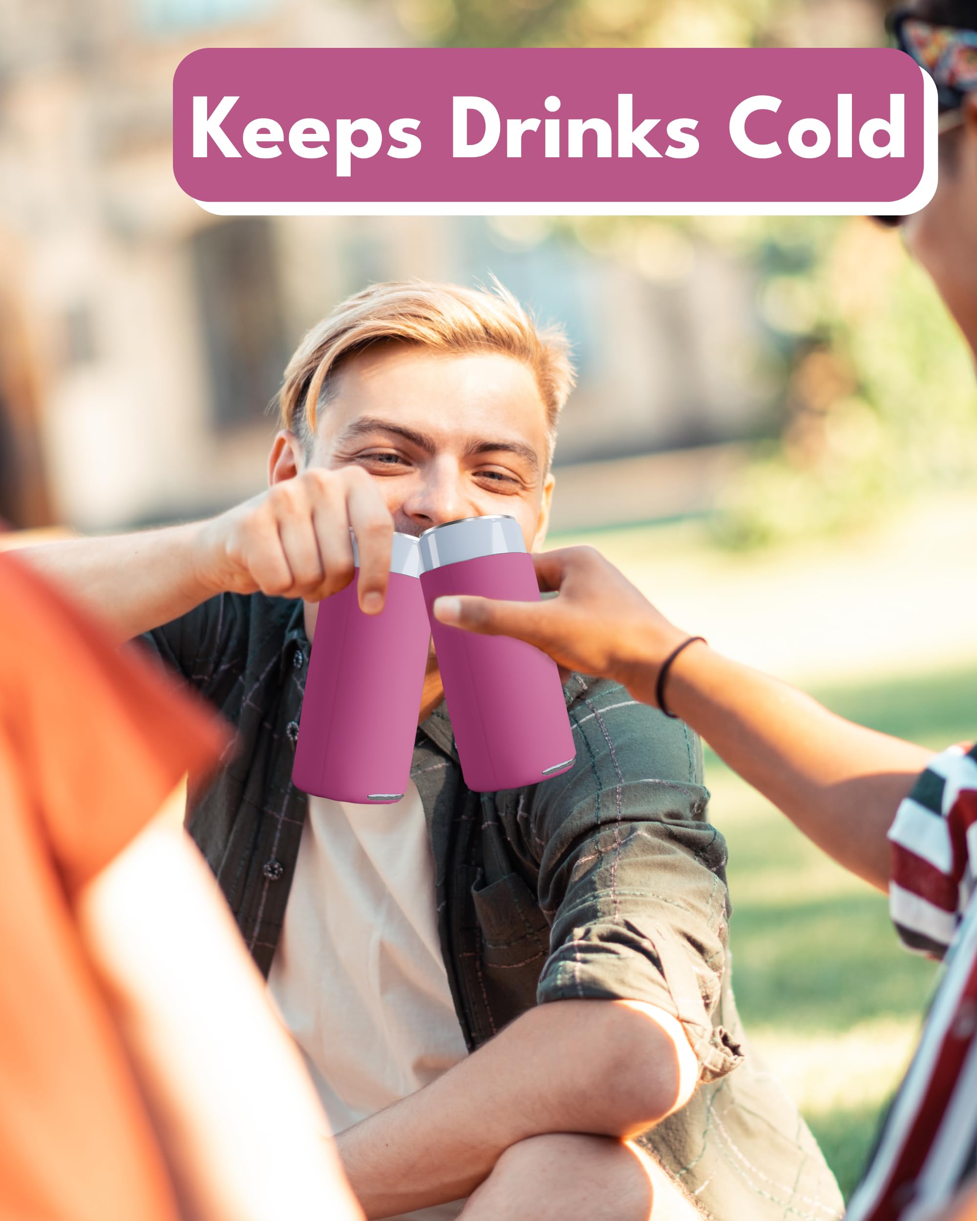 200 Pack Pink Blank Slim Can Cooler Sleeves - Customizable Sublimation Beer Bottle & 12oz Tall Can Insulators | Skinny Collapsible Drink Sleeves for Parties, Weddings & Outdoor Events | Bulk Plain Seltzer Can Covers