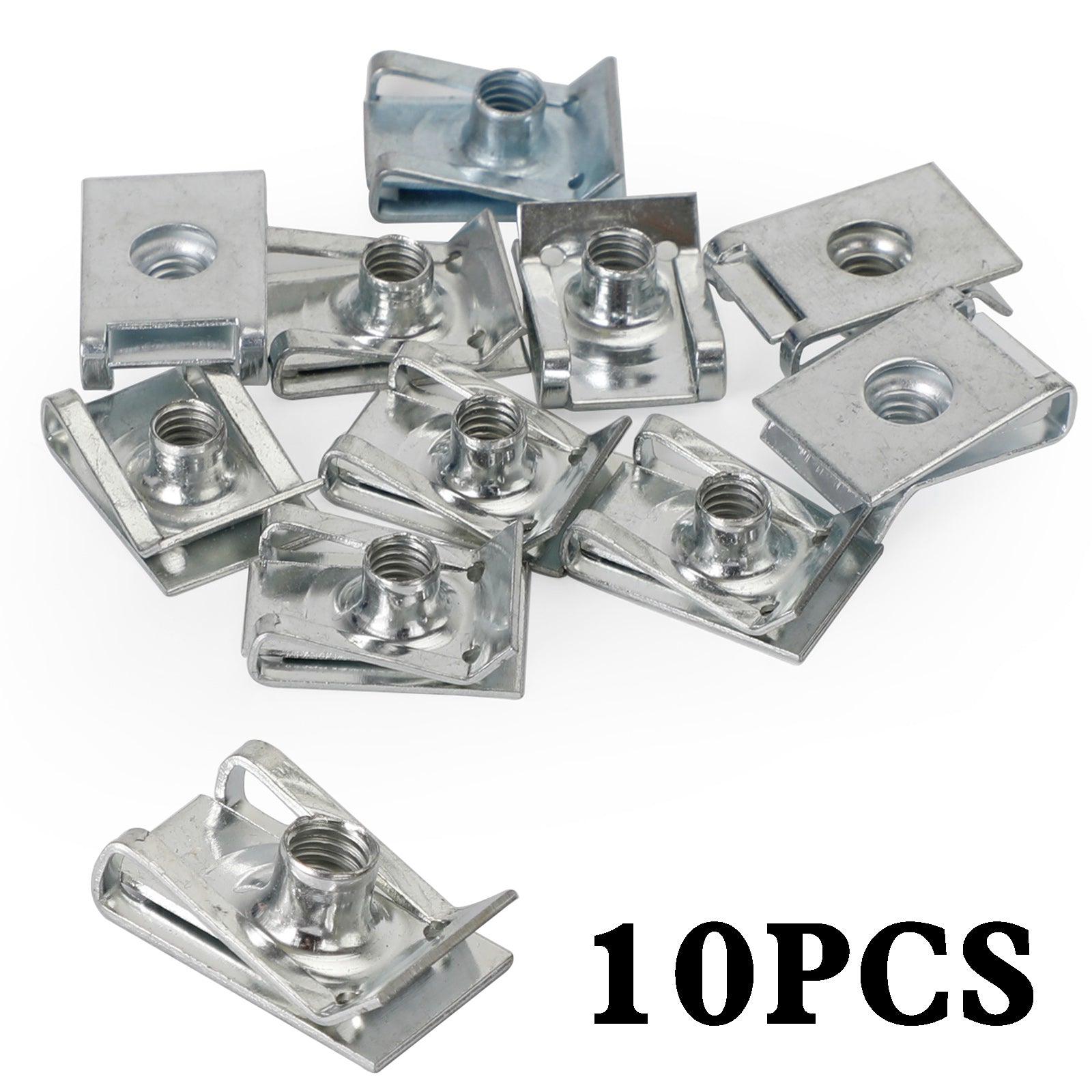 10 Pack M6 6mm Motorcycle Fairing Clips - Universal Body Panel Fastener Kit with U Nuts | Perfect for Honda, Yamaha, Kawasaki Bike Repairs & Maintenance