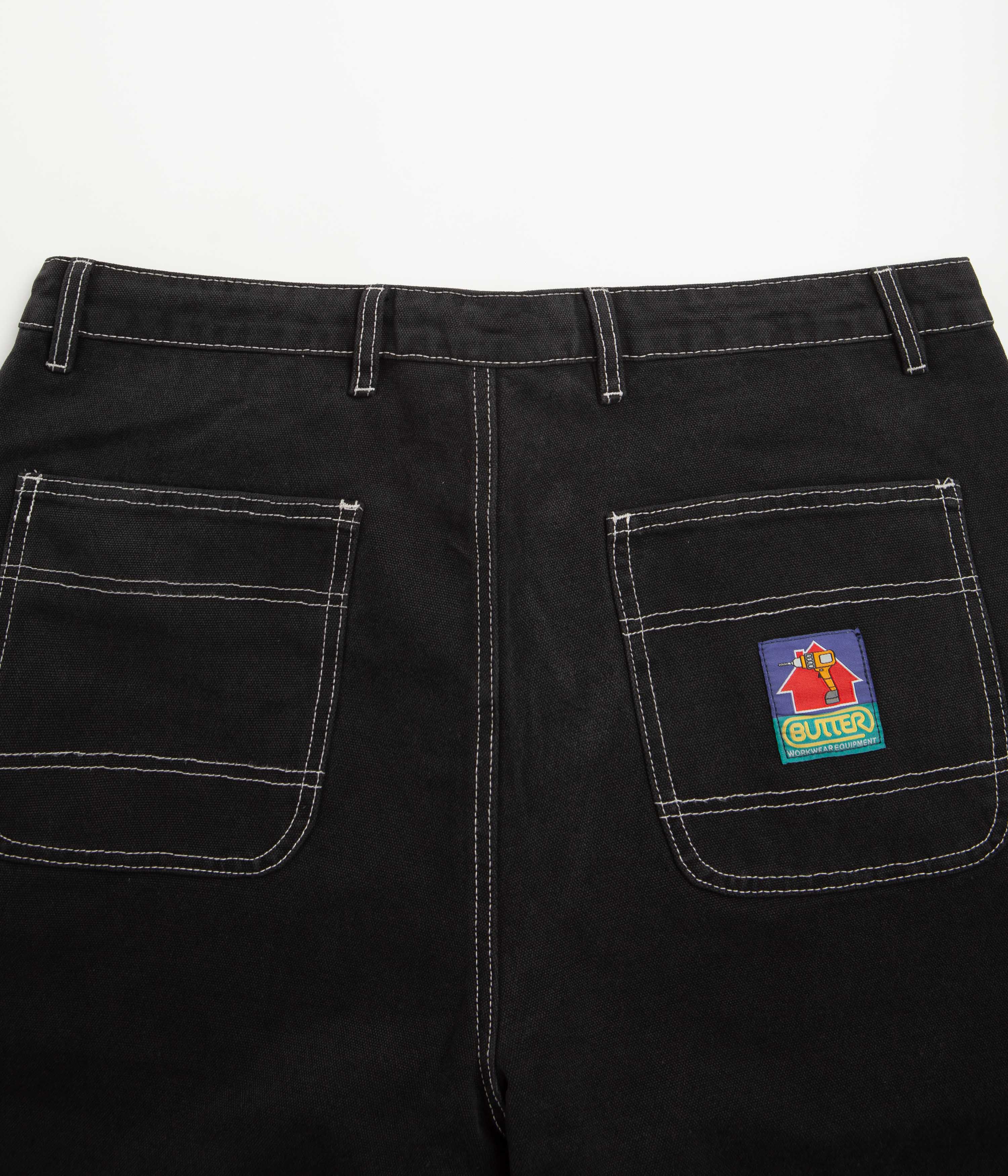 Butter Goods Work Shorts for Men - Washed Black | Durable & Comfortable Workwear for Construction, Carpentry & Outdoor Activities