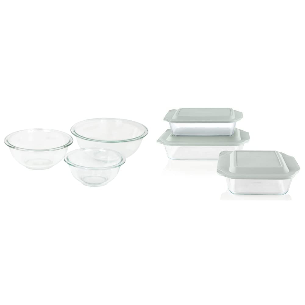Pyrex Mixing Bowl Set with Extra Deep Baking Dishes - 3-Piece & 6-Piece for Baking, Cooking, Meal Prep - Perfect for Kitchen, Restaurants, and Home Chefs