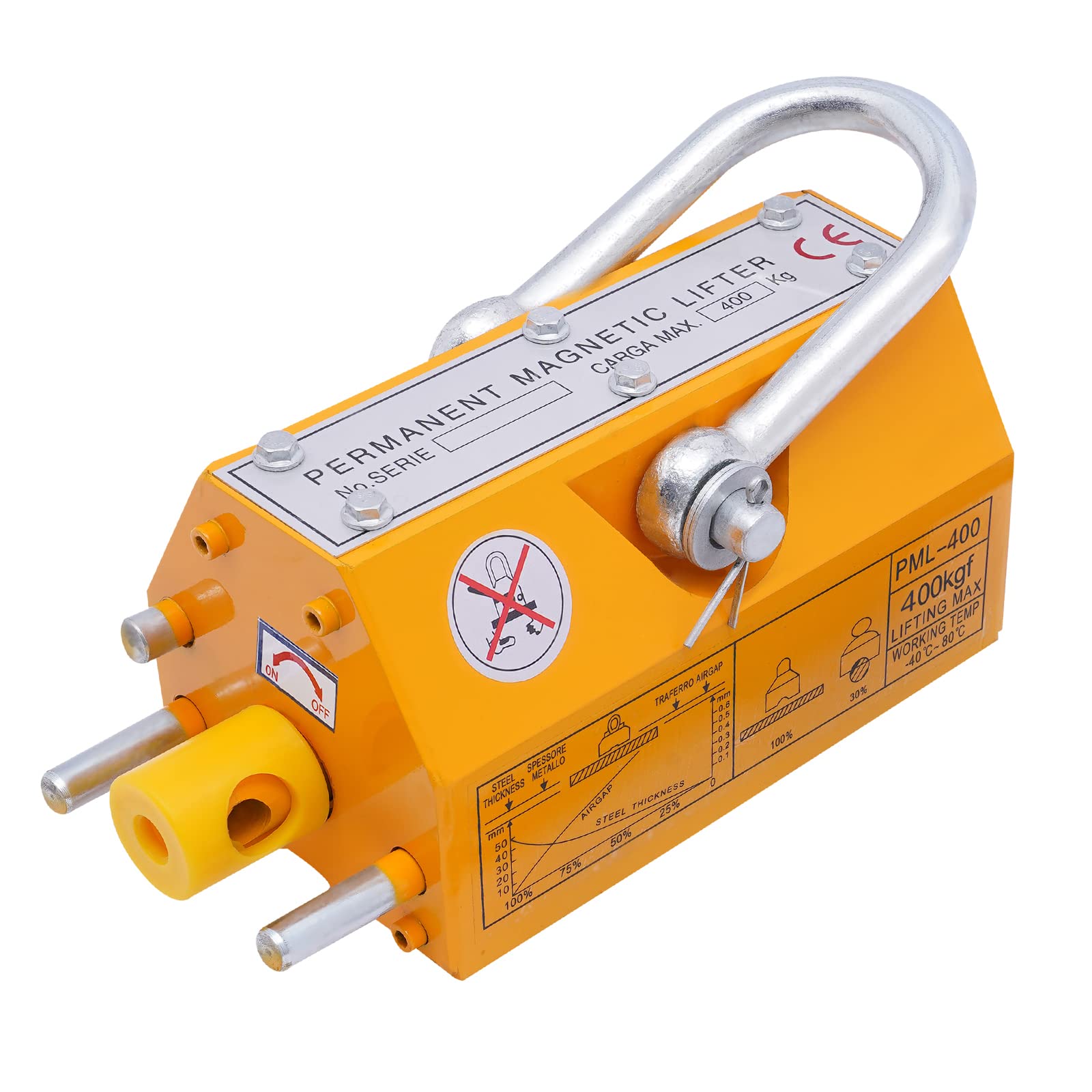 400kg/880lb Heavy Duty Magnetic Lifter - Permanent Steel Lifting Magnet with Handle for Shop Cranes, Metal Scrap Handling & Industrial Material Movement (880lbs Capacity) - Ideal for Warehouses, Construction Sites & Automotive Workshops