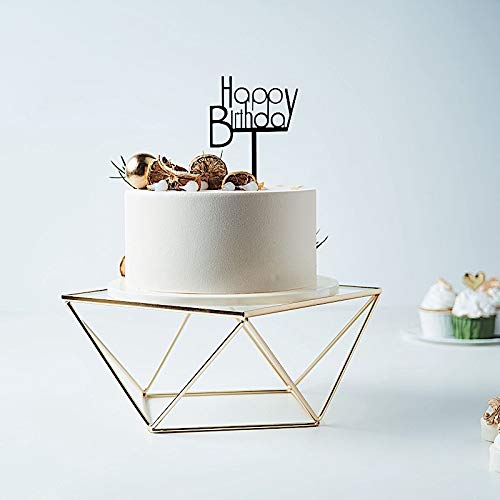 12-Inch Gold Clear Metal Glass Geometric Cake Stand - Elegant Wedding, Birthday Party, Reception Table Decor for Desserts & Centerpieces | Perfect for Anniversaries, Bridal Showers & Special Events