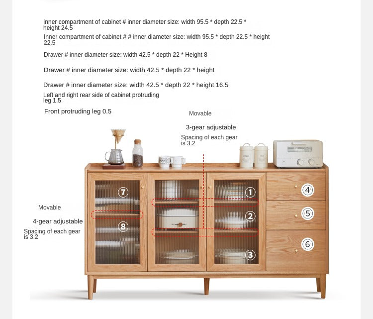 Premium Solid Wood Sideboard with Sliding Doors - Oak, Ash, Black Walnut & Cherry Options - Perfect for Dining Room Storage & Living Room Organization