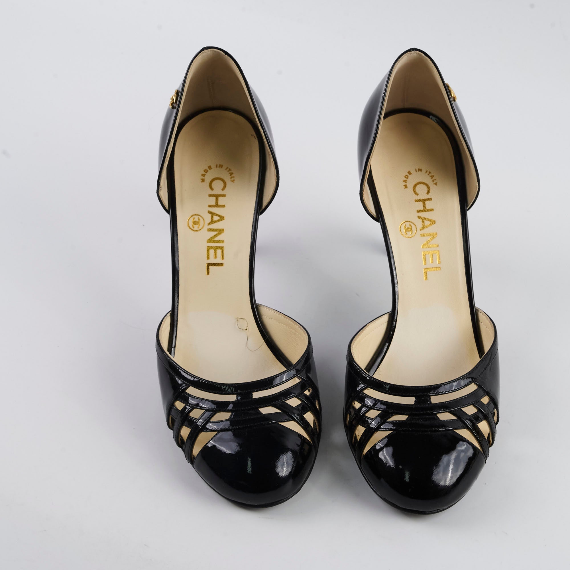 Chanel Patent Leather High Heels - Black Size 38 for Women | Luxury Designer Pumps for Evening Parties & Formal Events