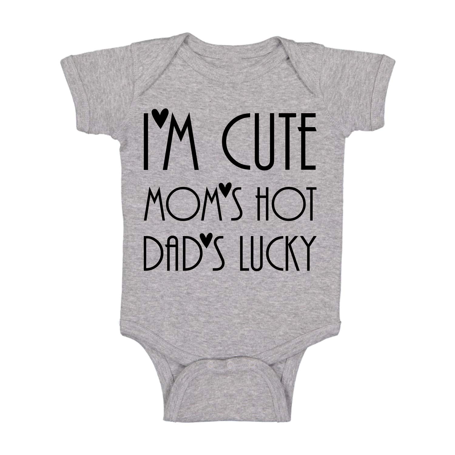 Funny Baby Bodysuit - I'm Cute Mom's Hot Dad's Lucky - Newborn Romper Onesie for Girls - Perfect for Family Photos & Playtime