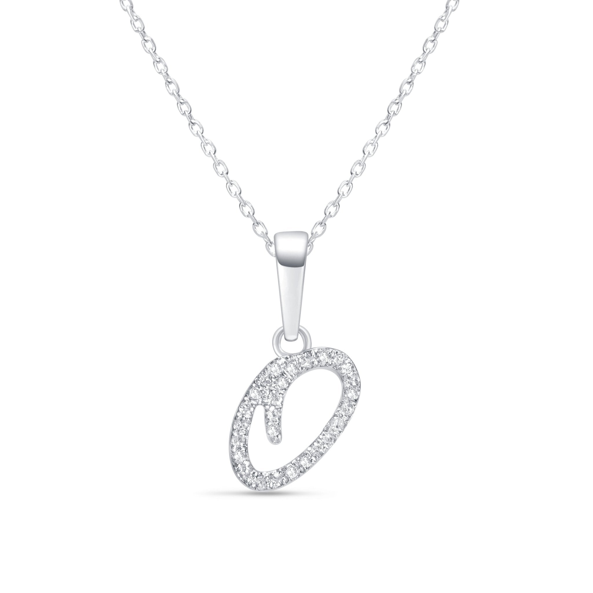 14k White Gold Cursive Diamond Initial Necklace - Personalized Name Pendant for Women - Perfect for Birthdays, Anniversaries & Everyday Elegance