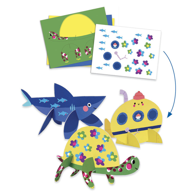 DJECO Seaside Delights Multi Craft Kit for Kids - DIY Beach Themed Art Projects, Creative Activities for Children - Perfect for Summer Crafts, Birthday Parties & Family Fun