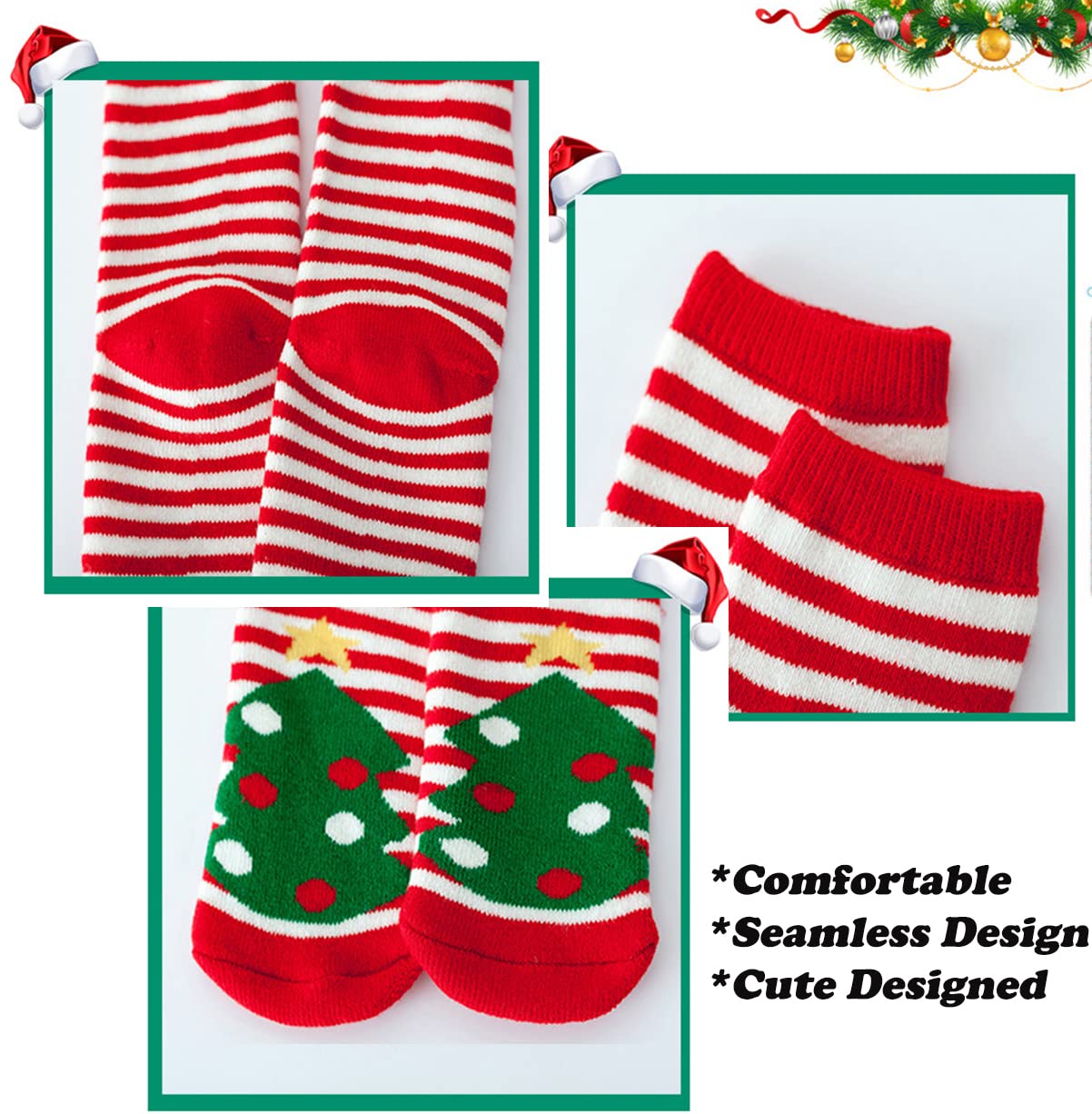 YXBQueen Christmas Socks for Kids - Cozy Fuzzy Holiday Crew Socks for Toddlers, Baby Girls & Boys - Soft Cotton Christmas Stocking Stuffers - Perfect for Xmas Parties, Family Gatherings & Winter Celebrations