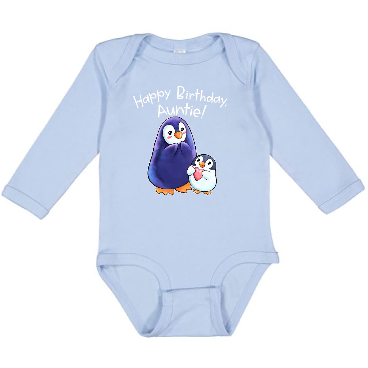 Inktastic Happy Birthday Auntie Cute Penguins Long Sleeve Baby Bodysuit - Perfect for Birthday Parties & Family Celebrations