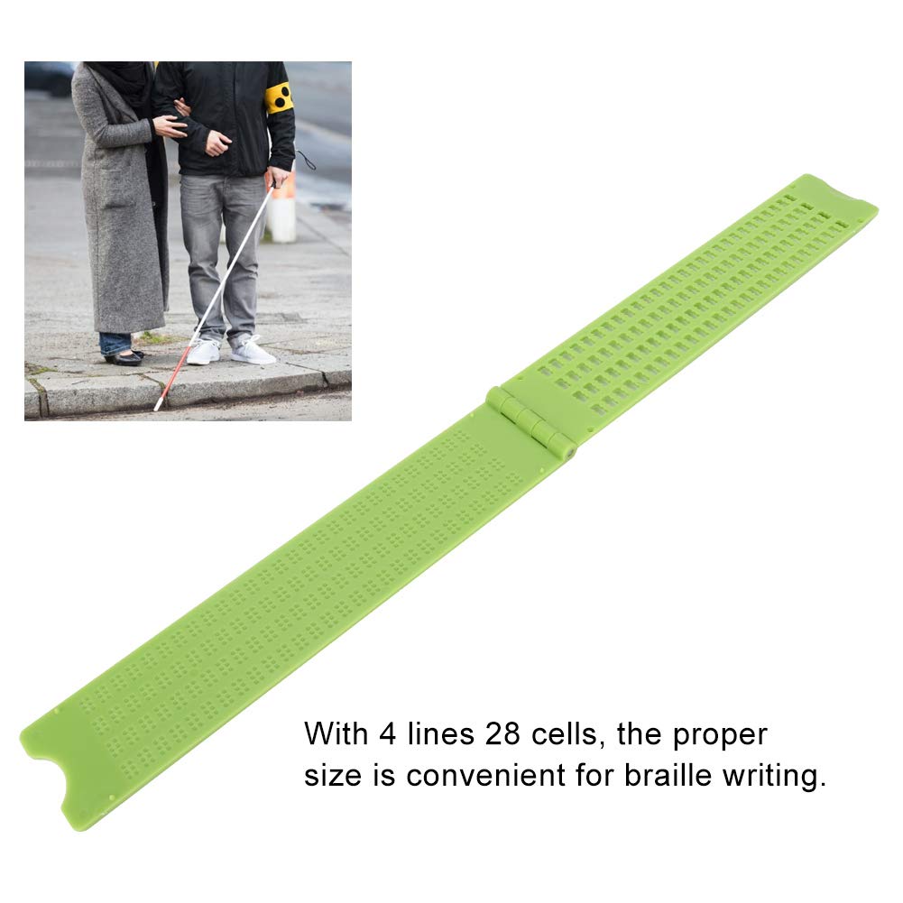 4 Lines 28 Cells Portable Plastic Braille Writing Slate with Stylus - Lightweight Braille Learning Tool for Students & Teachers - Perfect for Classroom, Home Study, and Travel Use