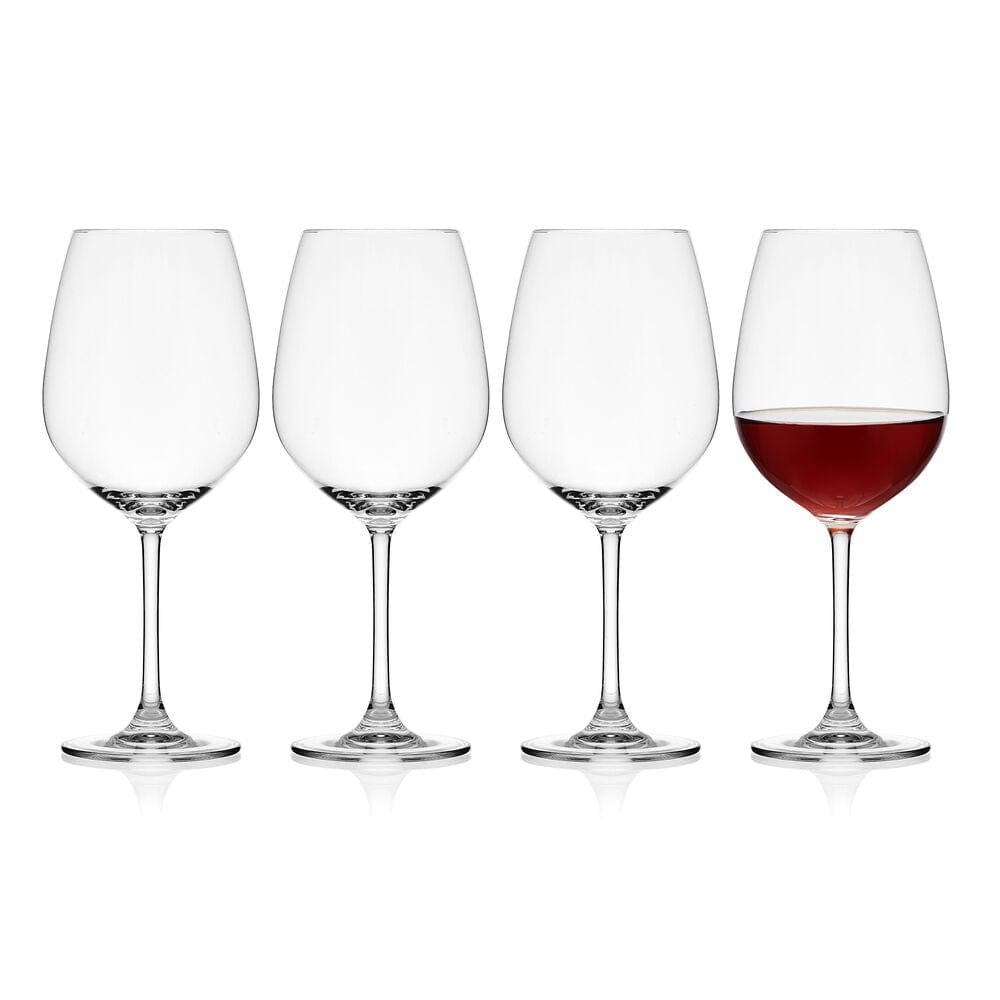 Premium Lana Set of 4 Crystal Red Wine Glasses - Elegant Bordeaux Glassware for Fine Dining, Wine Tasting & Home Entertaining