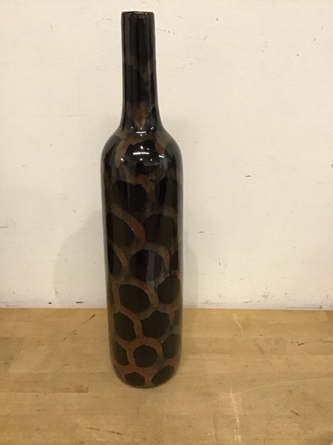 21.5 Inch Modern Black and Brown Ceramic Vase - Elegant Home Decor for Living Room, Dining Table, or Office Centerpiece